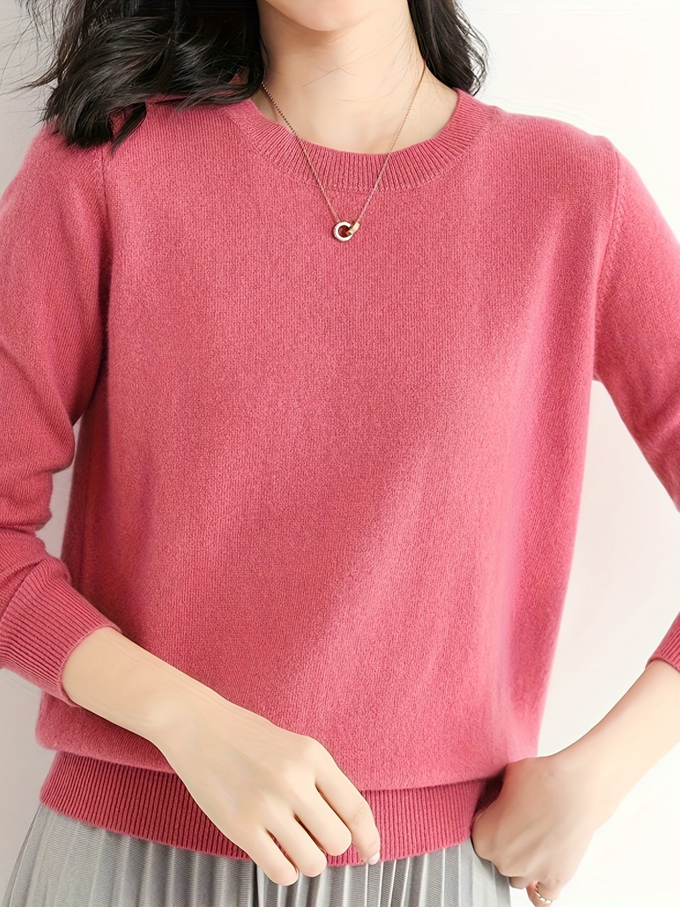 Lila Rundhalspullover – Sophia