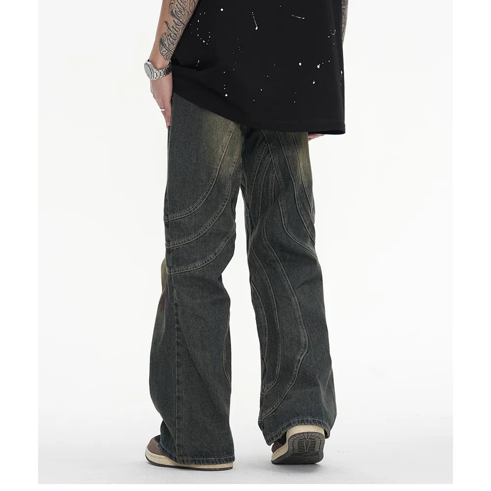 Garey - gestreifte gerade Weite Jeans