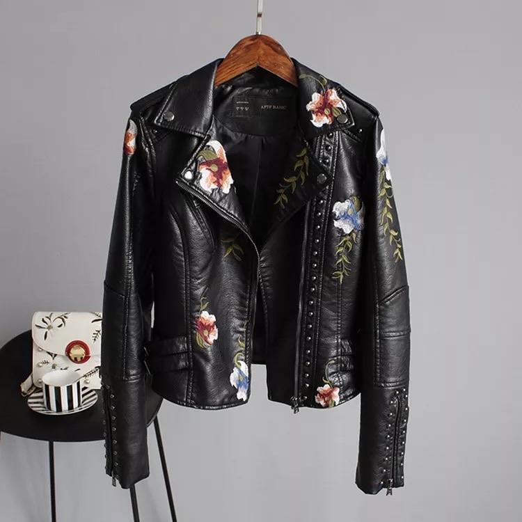 "Lina" Lederjacke mit Blumenprint