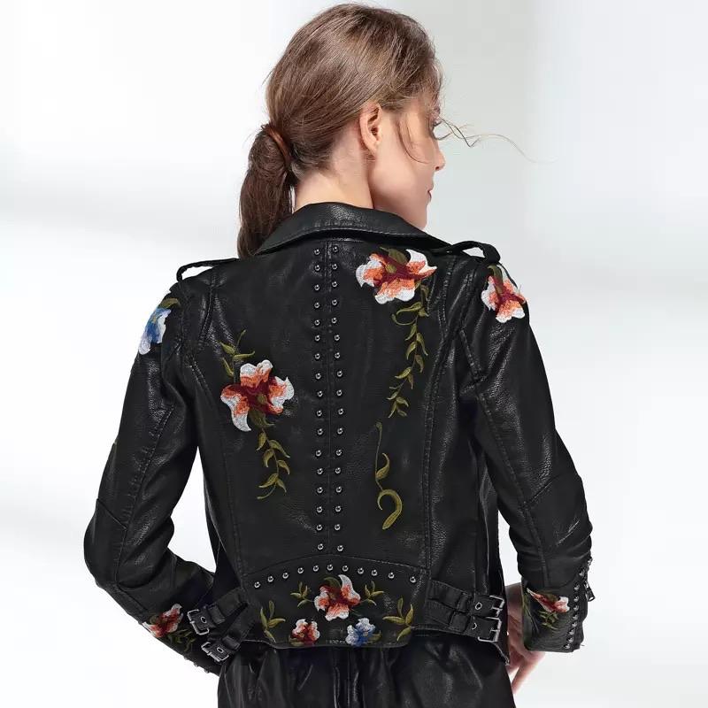 "Lina" Lederjacke mit Blumenprint