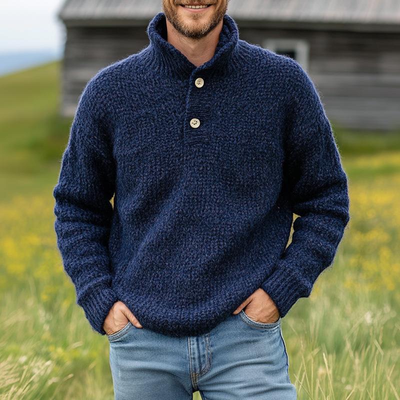 Strickpullover für Herren mit zwei Knöpfen