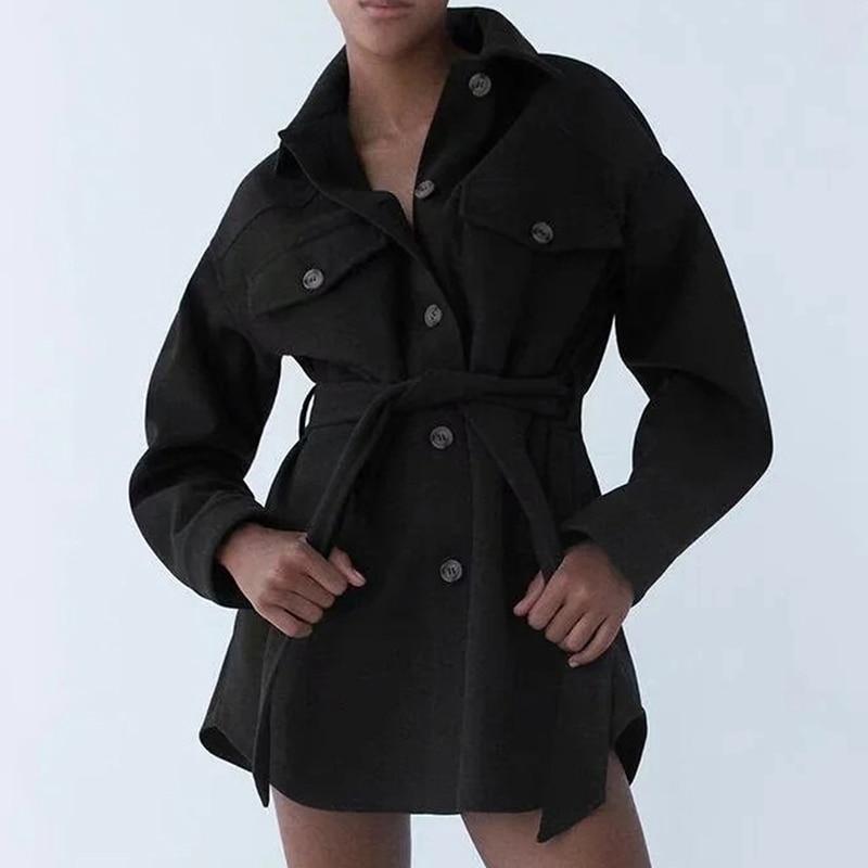 "Laura" Designer-Mantel mit Taillengürtel