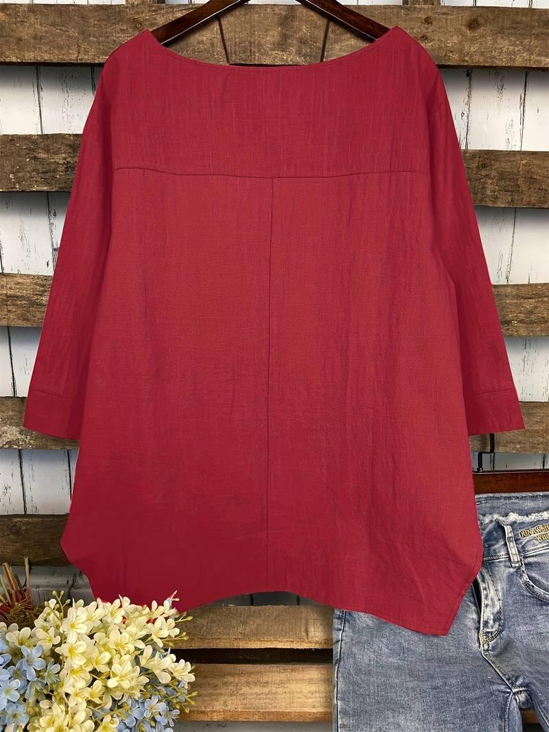 Ashley – freizeitbluse mit rundhalsausschnitt für den frühling