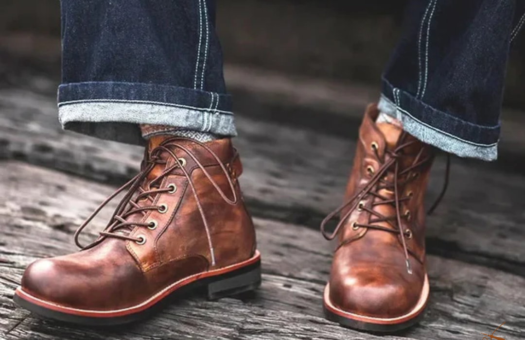 Klassische Retro Leder Stiefel für Herren