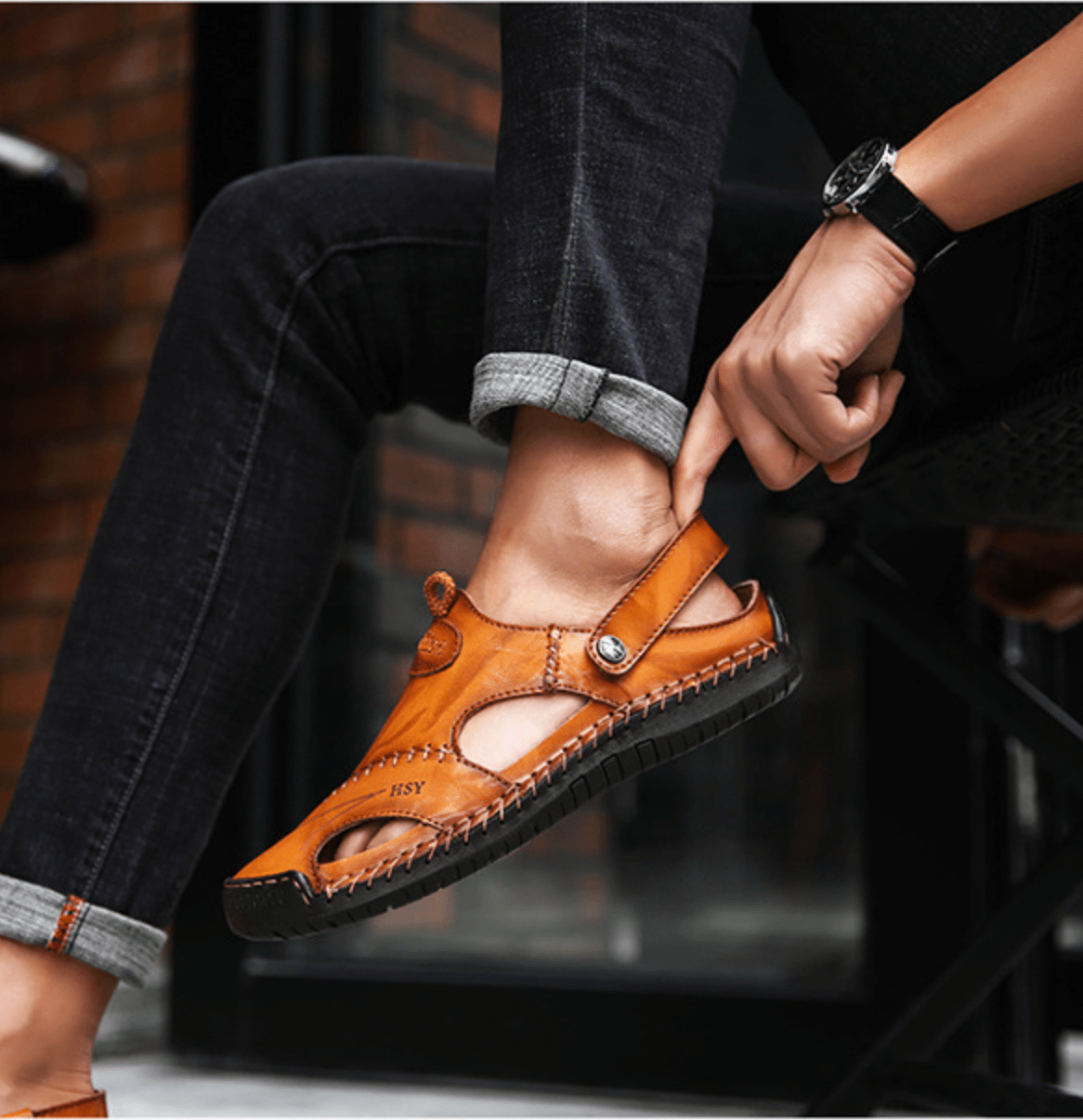 Herrensandalen aus weichem, atmungsaktivem Leder