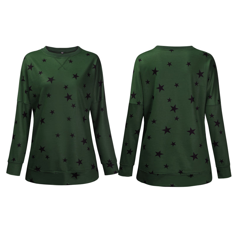 Damen Lockeres Bedrucktes Langärmliges T-shirt