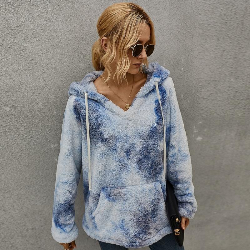 Damen-Plüsch-Tie-Dye-Hoodies