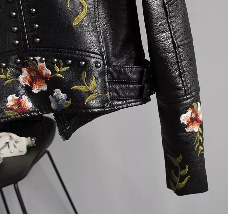 "Lina" Lederjacke mit Blumenprint