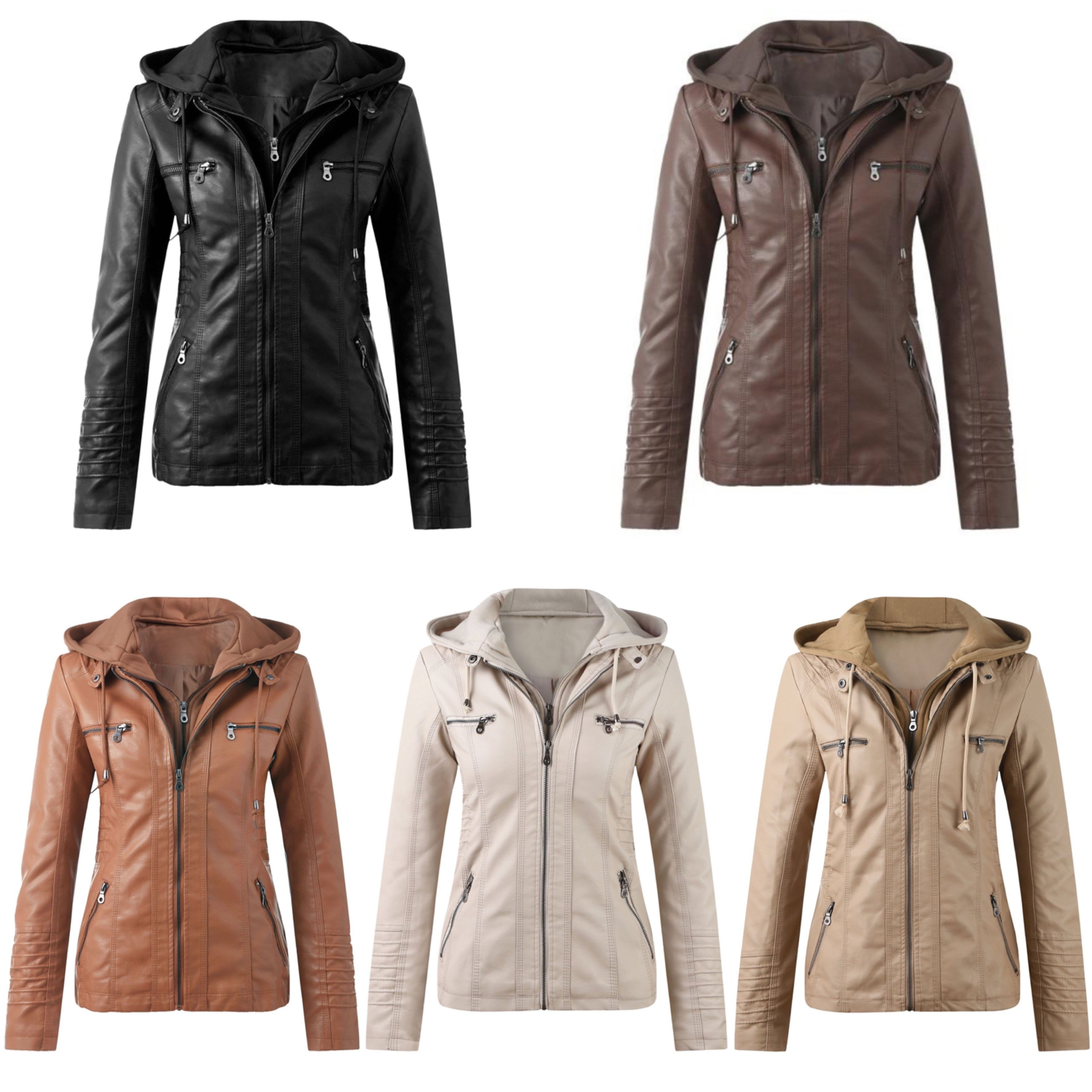 "Sandra" Lederjacke Mit Kapuze