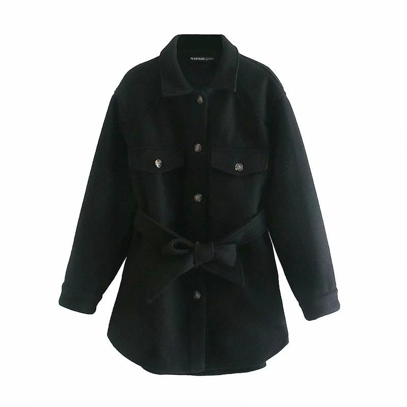 "Laura" Designer-Mantel mit Taillengürtel